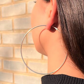 Extra Large Polished Silver Plated Hoop Earrings, 7 of 7