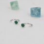 Sterling Silver Genuine Green Onyx Huggie Hoop Earrings, thumbnail 3 of 10