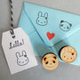 Bunny And Panda Kawaii Polymer Stamp Set, thumbnail 2 of 7