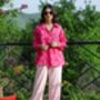 Pink Floral Dabu Printed Loose Fit Shirt And Cargo Pant, thumbnail 4 of 4