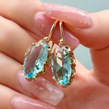 Aqua Gemstone Dangle Earrings, 3 of 4