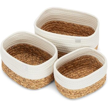 Set Of Three Cotton Storage Basket Woven Organiser, 4 of 6