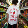 Hot As Hell Sauce Unisex Graphic T Shirt In White, thumbnail 5 of 7