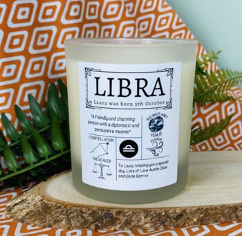 Personalised Libra Horoscope Star Sign Candle, 4 of 11