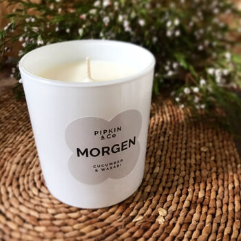 'Morgen' Cucumber And Wasabi Scented Soy Candle, 3 of 6