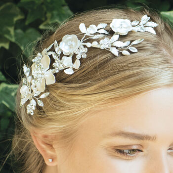 Silver Or Gold Plated Floral Bridal Hair Clip, 5 of 10