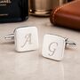 Personalised Initial Cufflinks With Classic Brushed Finish, thumbnail 2 of 8
