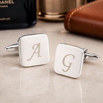 Personalised Initial Cufflinks With Classic Brushed Finish, 2 of 8