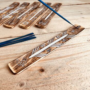 White Washed Carved Design Incense Stick Holder, 6 of 8