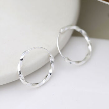 Little Twisted Hoop Earrings In Sterling Silver, 2 of 11
