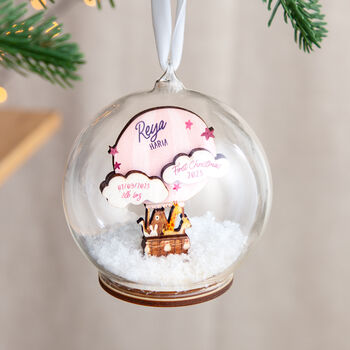 Hot Air Balloon First Christmas Baby Details Bauble, 3 of 10