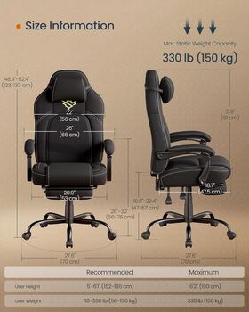 Ergonomic Gaming Chair With Footrest, 2 of 6