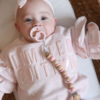 Personalised Wood And Silicone Lentil Dummy Clip, 2 of 10