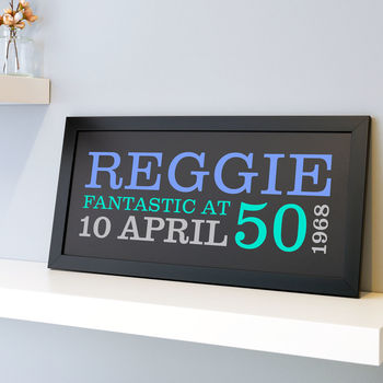 Personalised 50th Birthday Rectangular Framed Print, 6 of 9