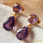 Purple Amethyst Statement Gold And Silver Stud Drop Earrings, thumbnail 7 of 9