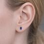 Sterling Silver Sapphire Baguette Stud Earrings – 6mm X 4mm, thumbnail 3 of 8