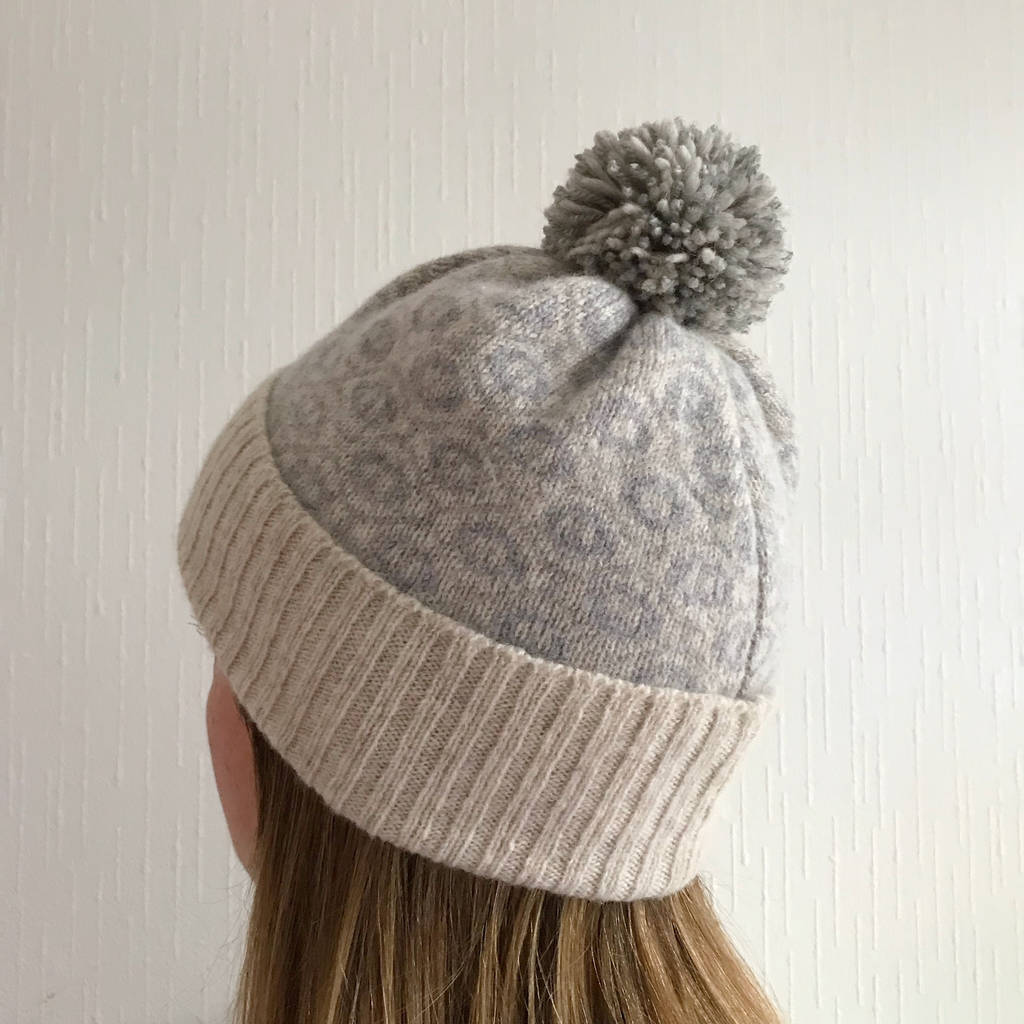 Ladies Knitted Lambswool Winter Bobble Hat By Little Knitted Stars