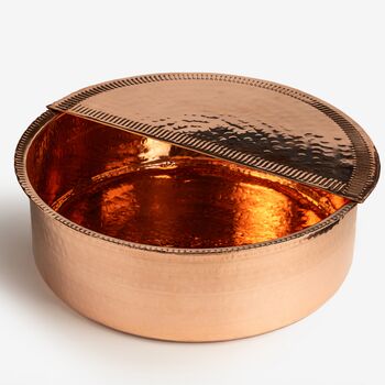 Solid Copper Pedicure Bowl With Removable Footrest, Hammered Copper 350 Mm Diameter, 4 of 5