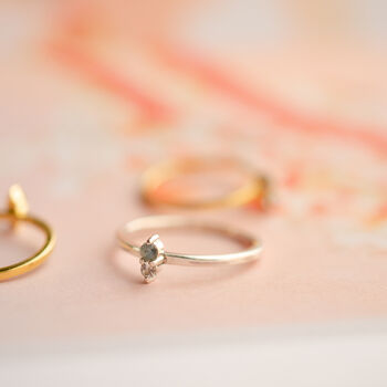 Personalised Simple Duo Birthstone Stacking Ring, 6 of 9