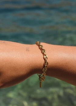 6mm Marina Chain Bracelet 18 K Gold Plated Adjustable Gift, 4 of 5