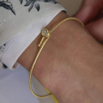 Brushed Gold Vermeil Bangle With Gemstone Detail, 2 of 4