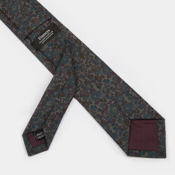 Mens Green And Purple Floral Slim Tie, 10 of 12