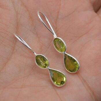 Peridot Teardrop Earrings: Silver Or Gold, 7 of 9