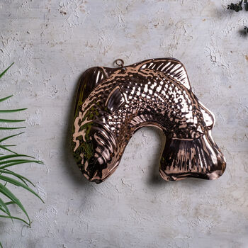 Solid Copper Fish Shaped Cake Mold And Wall Decor, 4 of 8