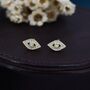 Sterling Silver Blue Opal Evil Eye Stud Earrings, thumbnail 8 of 11