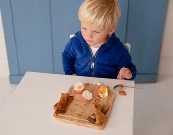 Personalised Egg Toast Chopping Board And Enamel Mug, 9 of 11