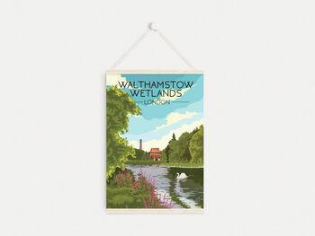 Walthamstow Wetlands Travel Poster Art Print, 6 of 8