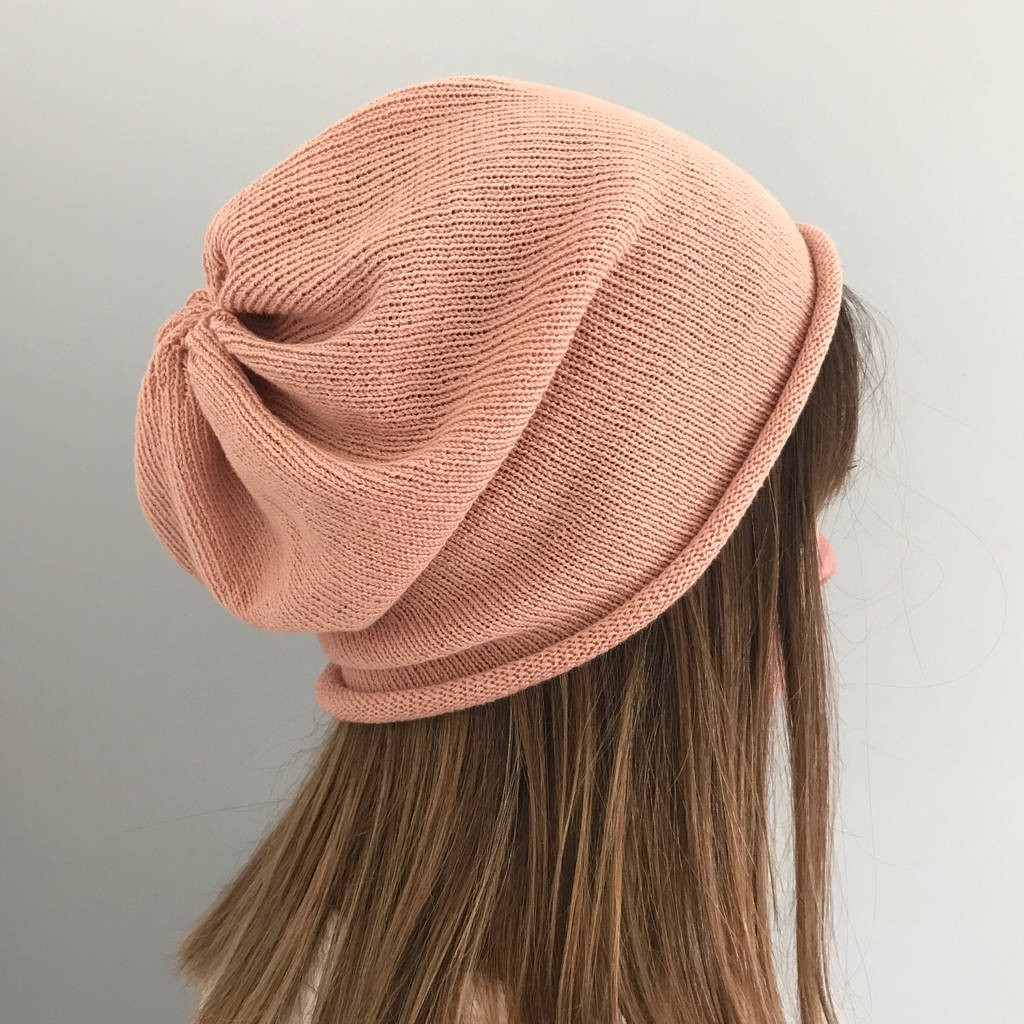 Ladies Cotton Slouch  Beanie  By Little Knitted Stars 