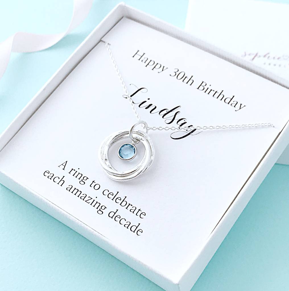 Personalised 30th Birthday Necklace With Birthstone, 1 of 9