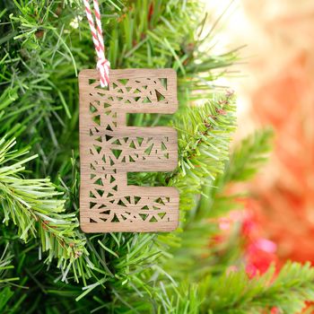 Walnut Christmas Tree Wood Letter Xmas Decoration, 3 of 7