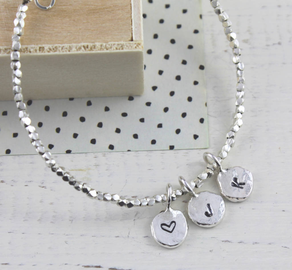 Sterling Silver Nugget Charm Bracelet By Lucy Kemp Silver Jewellery