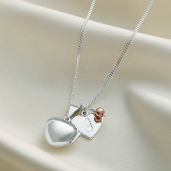 Heart Locket Necklace With Birthstone In Silver, 4 of 12