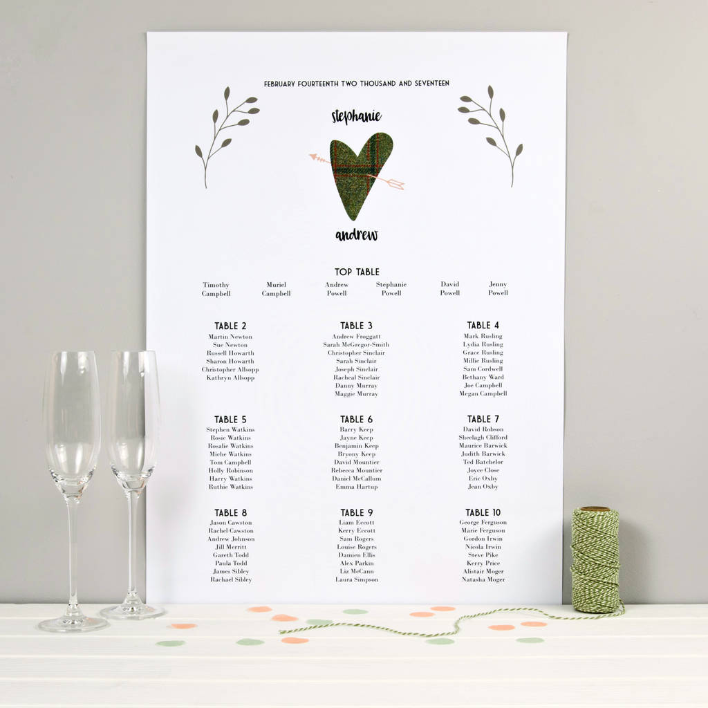 Wedding Seating Table Plan Tweed Design By Spotty N Stripy Wedding Seating Table Plan Tweed Design