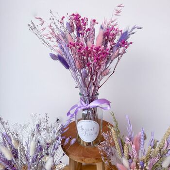 Personalised Purple Dried Flower Arrangement With Vase Christmas Gift, 2 of 9