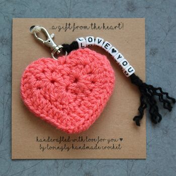 Personalised Crochet Heart Keyring Gift, 4 of 9