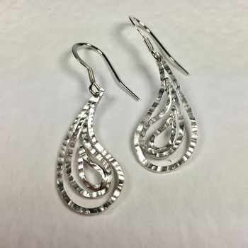 Large Hammered Paisley Earrings, 3 of 4