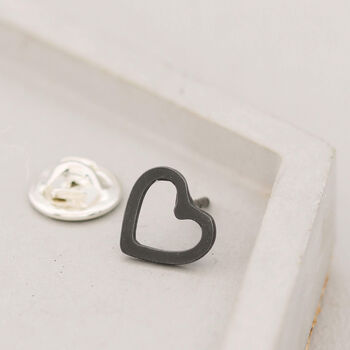 Sterling Silver Heart Lapel. Wedding Tie Pin For Groom, 7 of 9