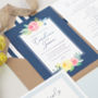 Caroline Navy Floral Wedding Invitations, thumbnail 1 of 4