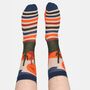 Men's Bamboo Socks Blue Orange Desert Cactus, thumbnail 3 of 7