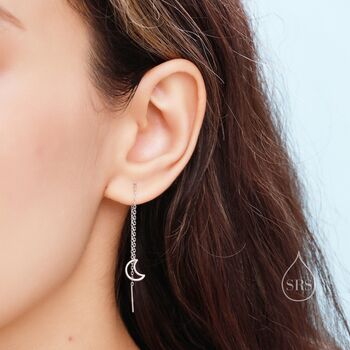 Sterling Silver Asymmetric Star And Moon Ear Threaders, 6 of 10