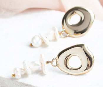 Mismatched Abstract Earrings With Baroque Pearls, 3 of 3