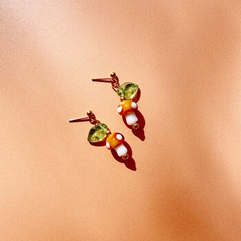 Murano Glass Mushroom And Leaf Stud Earrings, 11 of 12
