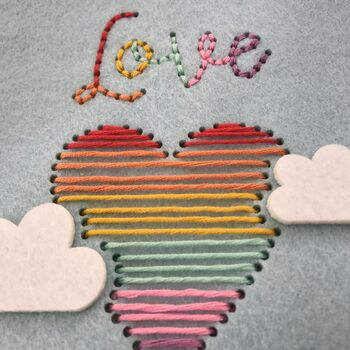 Love And Hugs Banner Embroidery Sewing Kit, 4 of 4