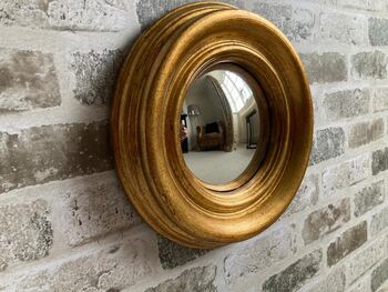 24cm Gold Convex Wall Mirror Porthole Fisheye Design, 2 of 6