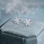 Small Snowflake Stud Earrings In Sterling Silver, thumbnail 1 of 12