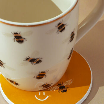 G Decor Bee Happy Gold Ceramic Tea Coffee Mug Gift Set, 3 of 5